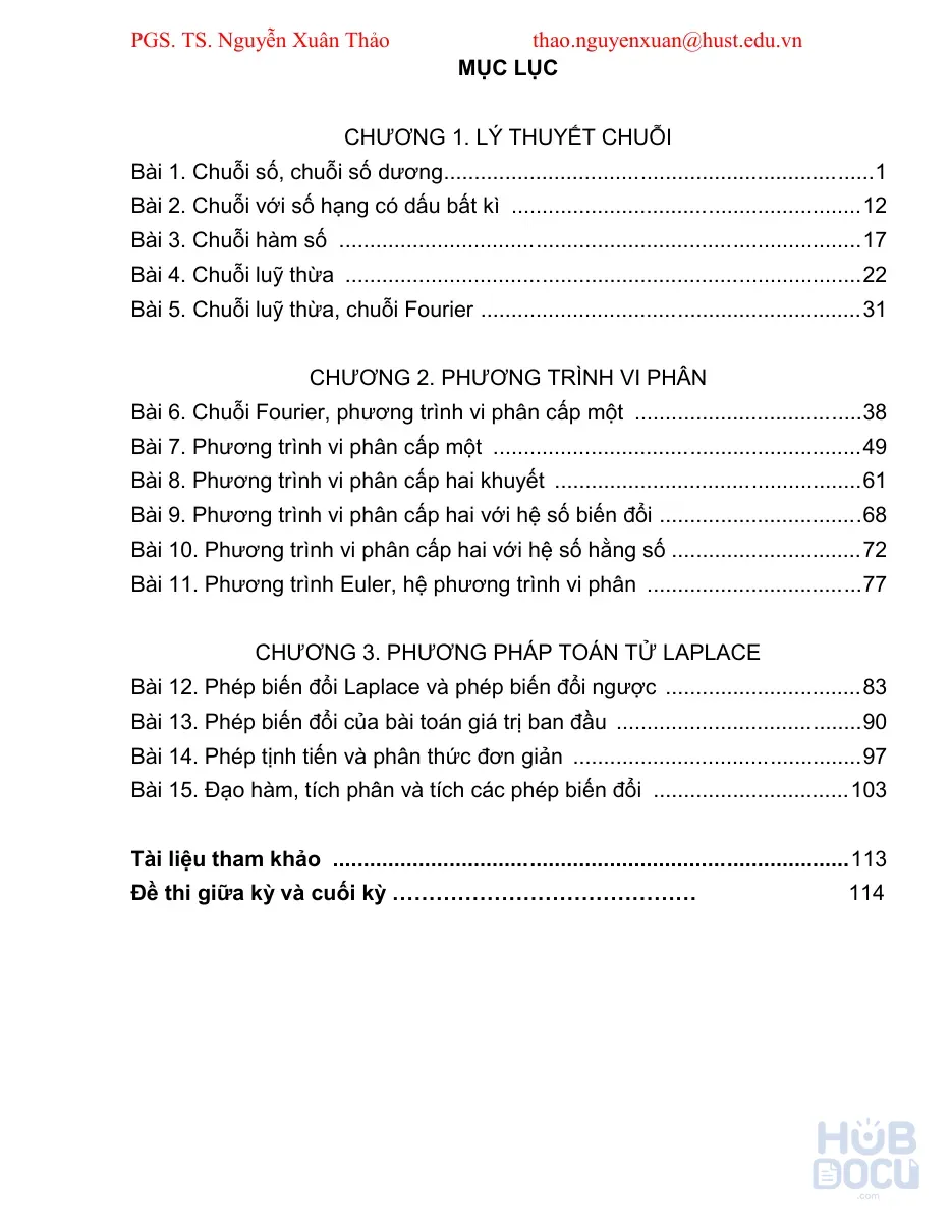 Bài giảng Giải tích 1 (HUST) - PGS.TS.Nguyễn Xuân Thảo