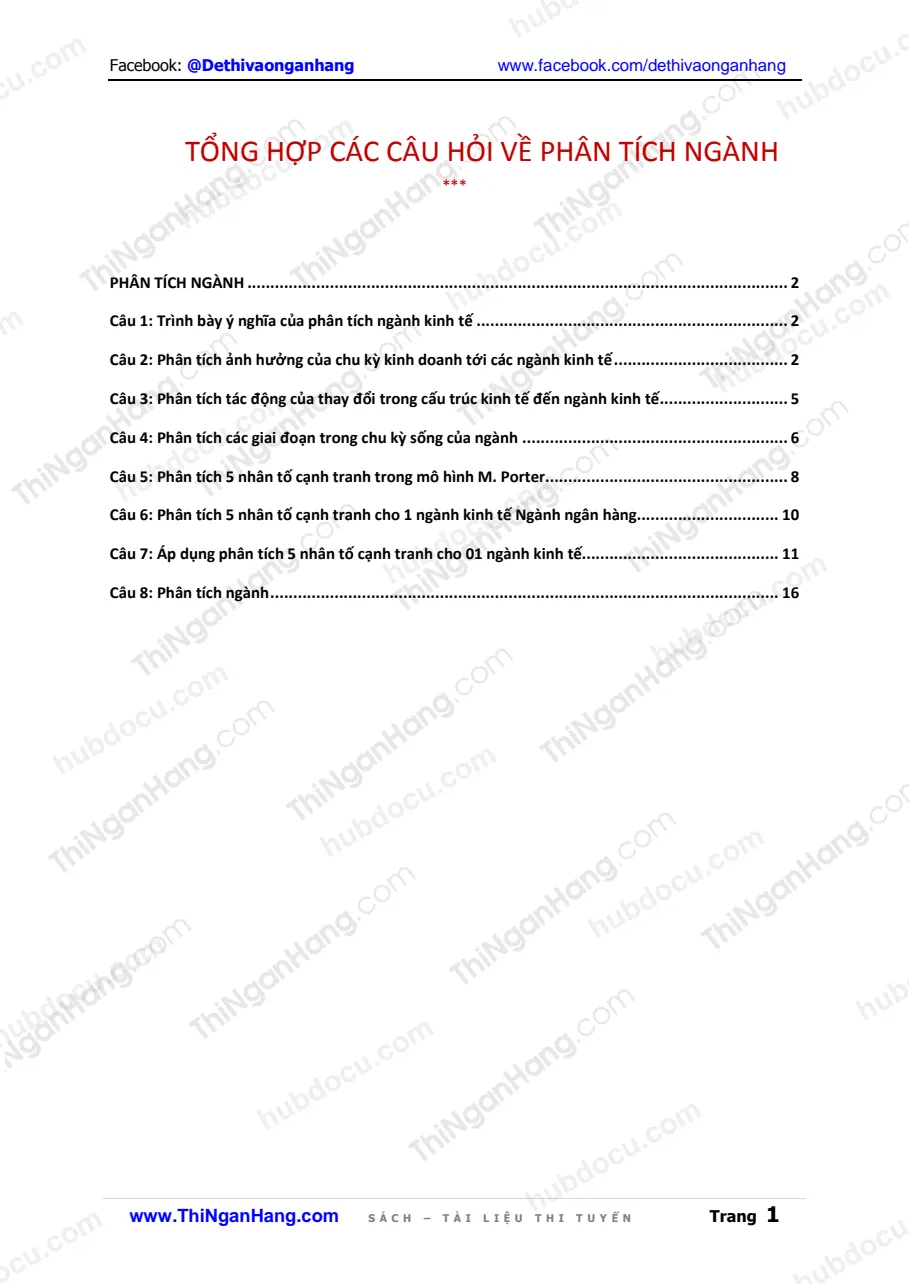 Tổng hợp 8 câu hỏi môn Phân tích ngành (kèm Đáp án)