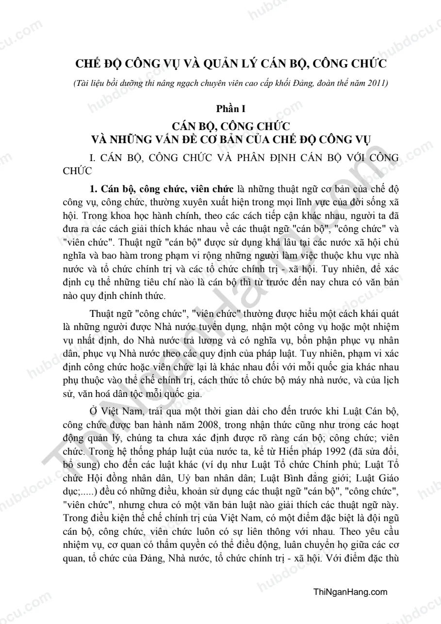 Ôn thi Công chức - 4. Chế độ Công vụ, Quản lý CB Công chức (Ngạch Chuyên viên)