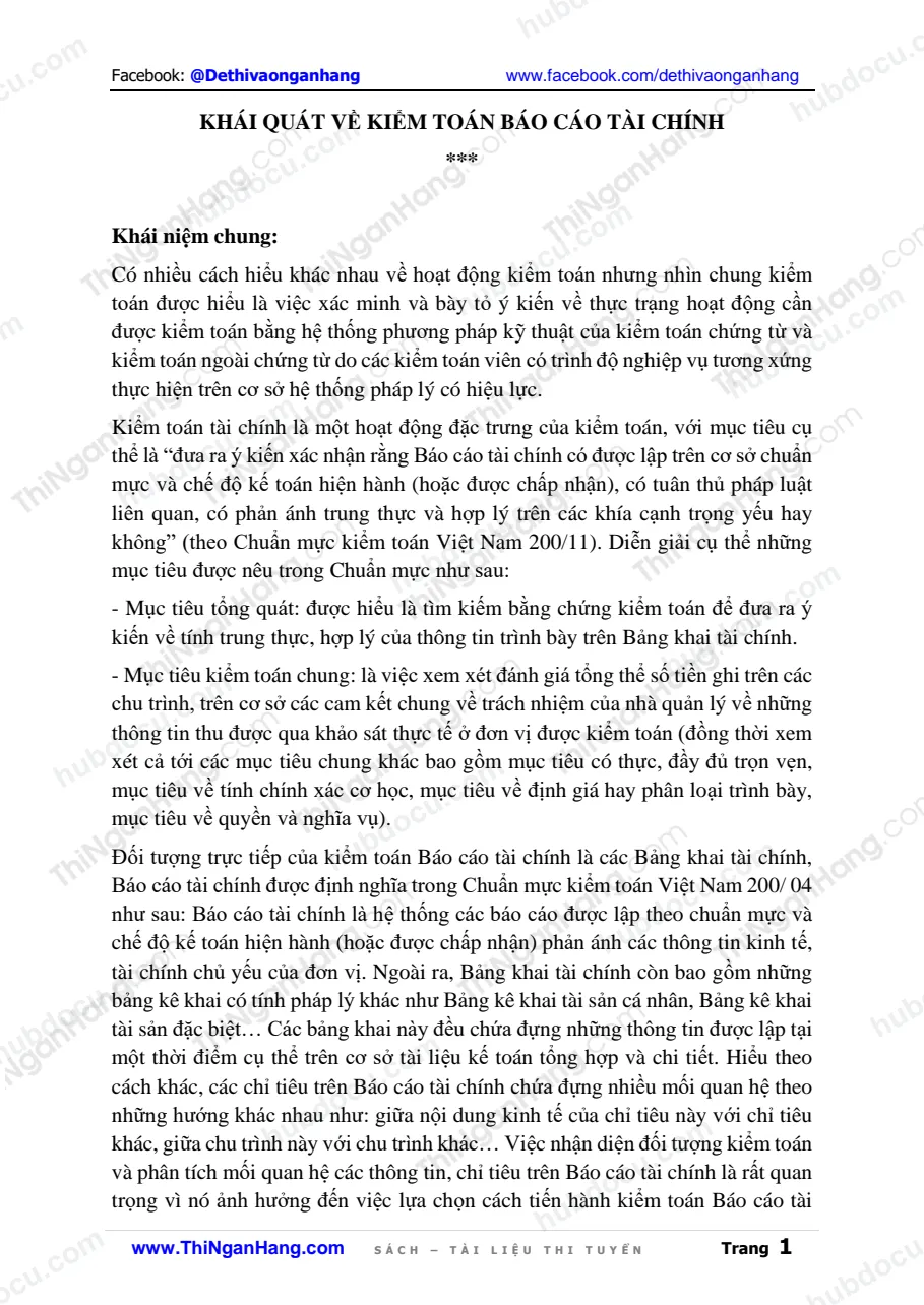 Khái quát về Kiểm toán Báo cáo Tài chính