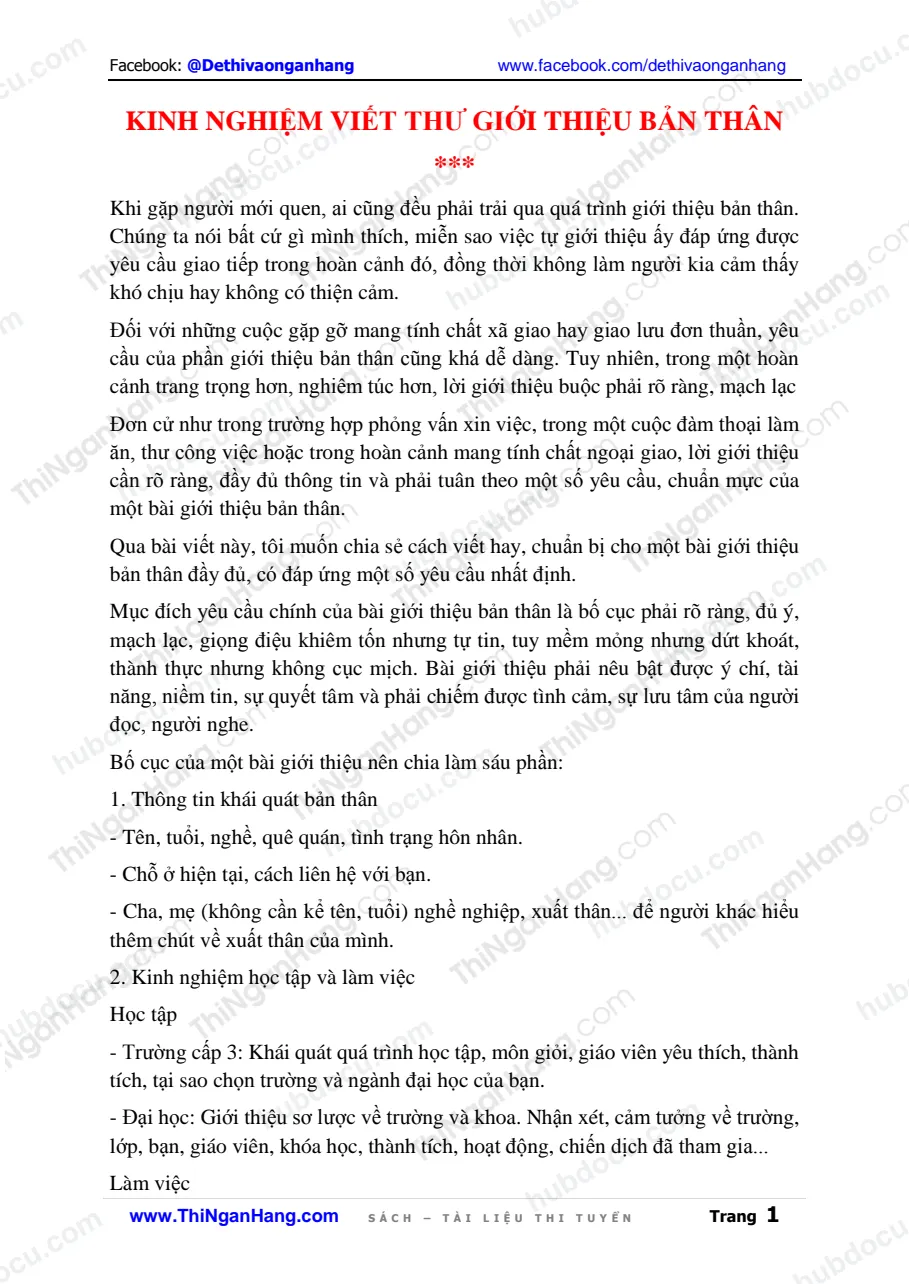 Kinh nghiệm viết thư giới thiệu bản thân