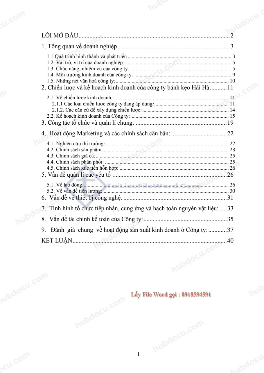 Báo cáo thực tập tại công ty Bánh kẹo Hải Hà