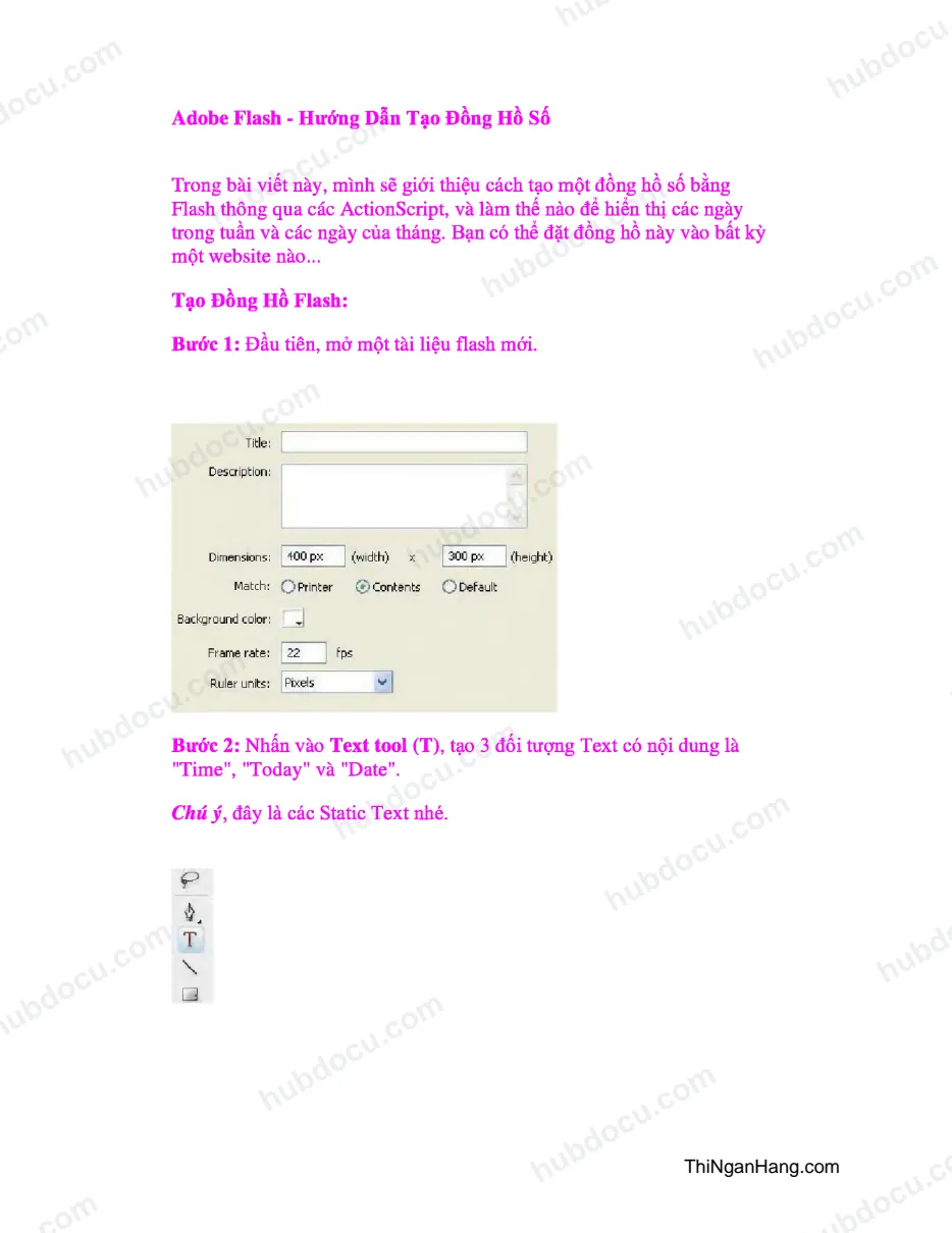 Adobe Flash - Hướng dẫn tạo đồng hồ số