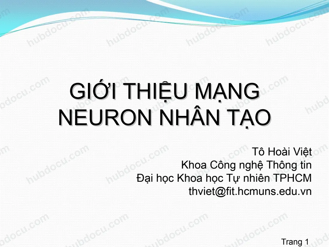 Bài Giảng Mạng Neuron Nhân Tạo - Neural Net