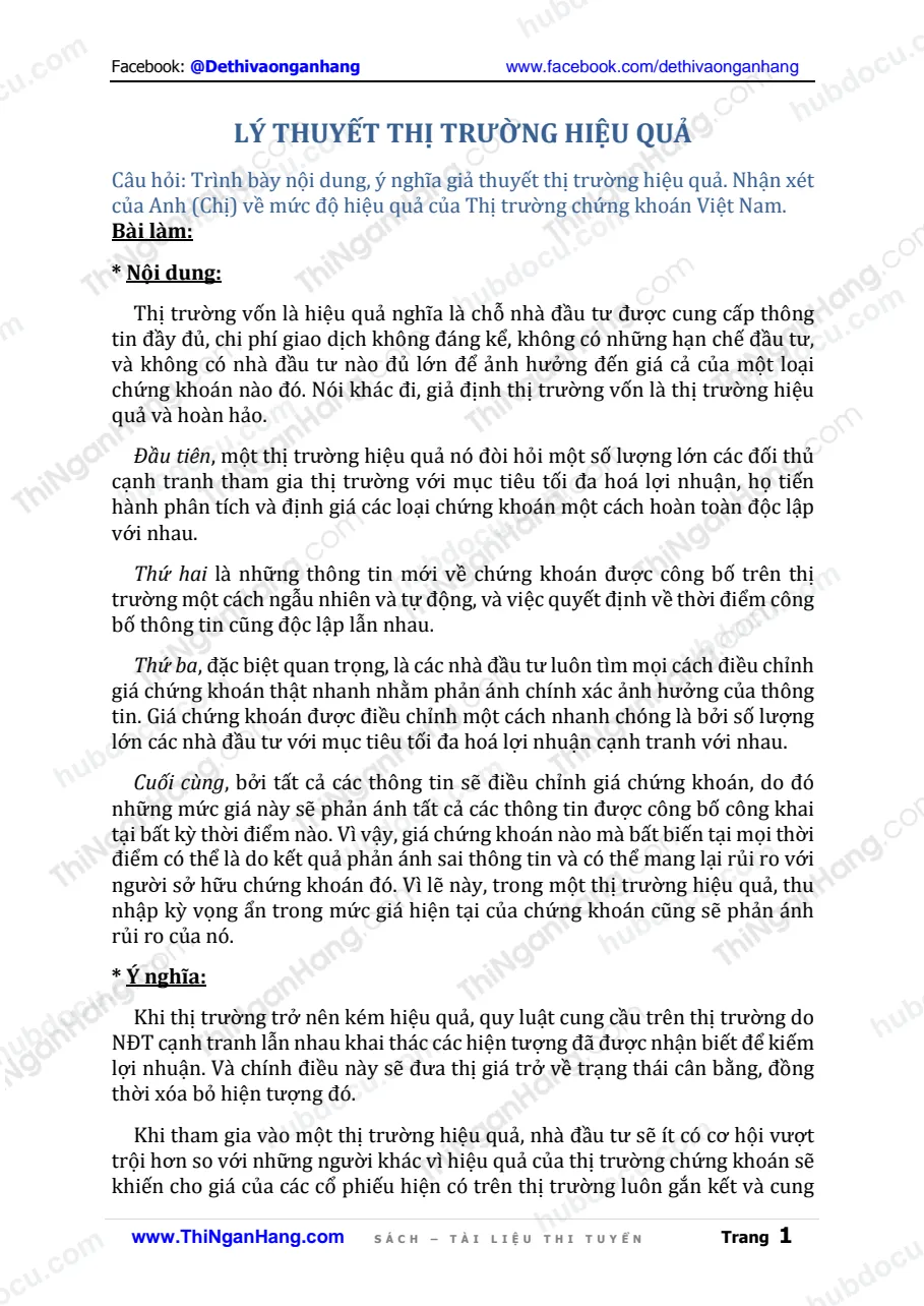 Lý thuyết thị trường hiệu quả