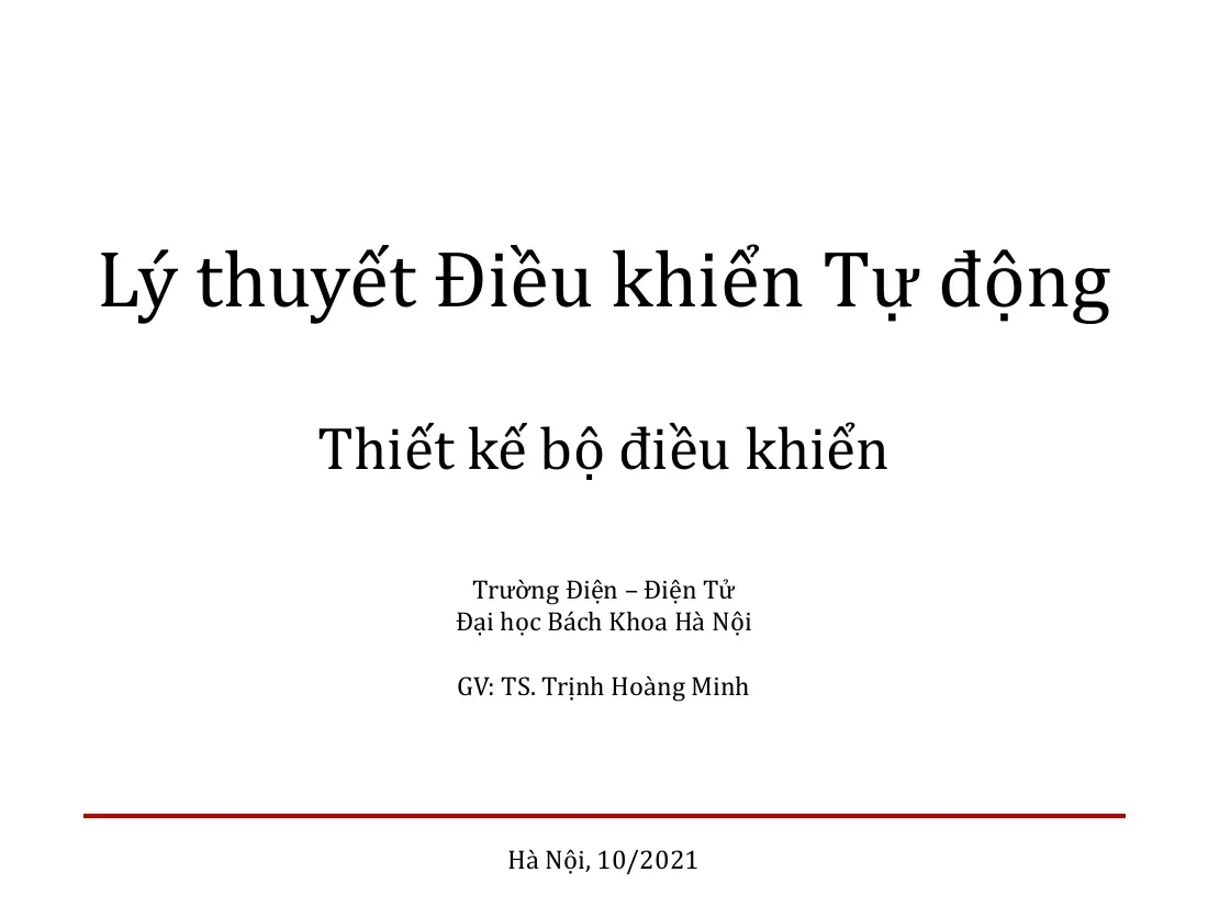 Thiết kế bộ điều khiển trên không gian trạng thái - Trịnh Hoàng Minh