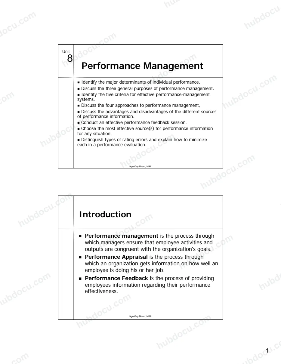 Chương 8. Performance Management - Ths Ngô Quý Nhâm (ĐH Ngoại thương)