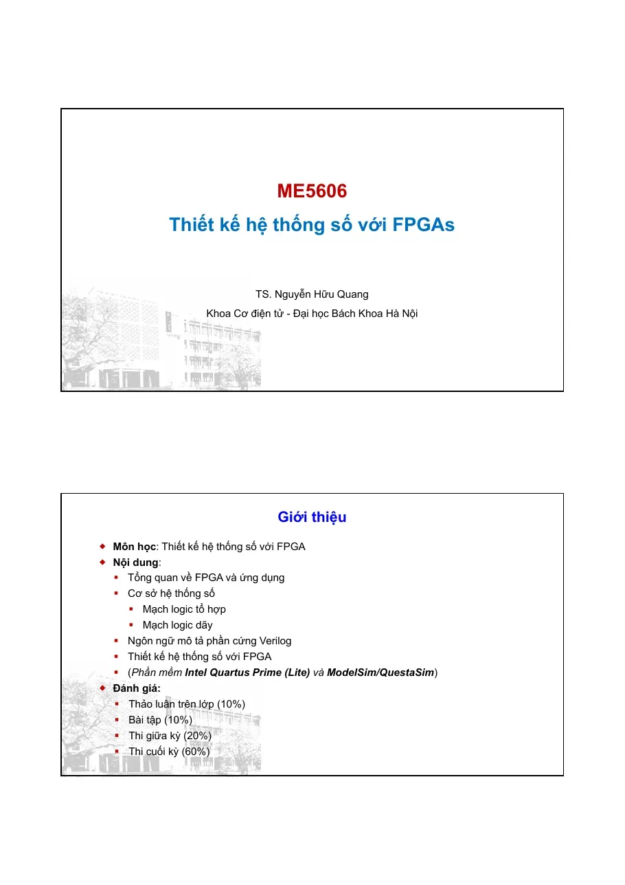 ME5606 Thiế kế hệ thống số với FPGAs (Giới thiệu) - Nguyễn Hữu Quang
