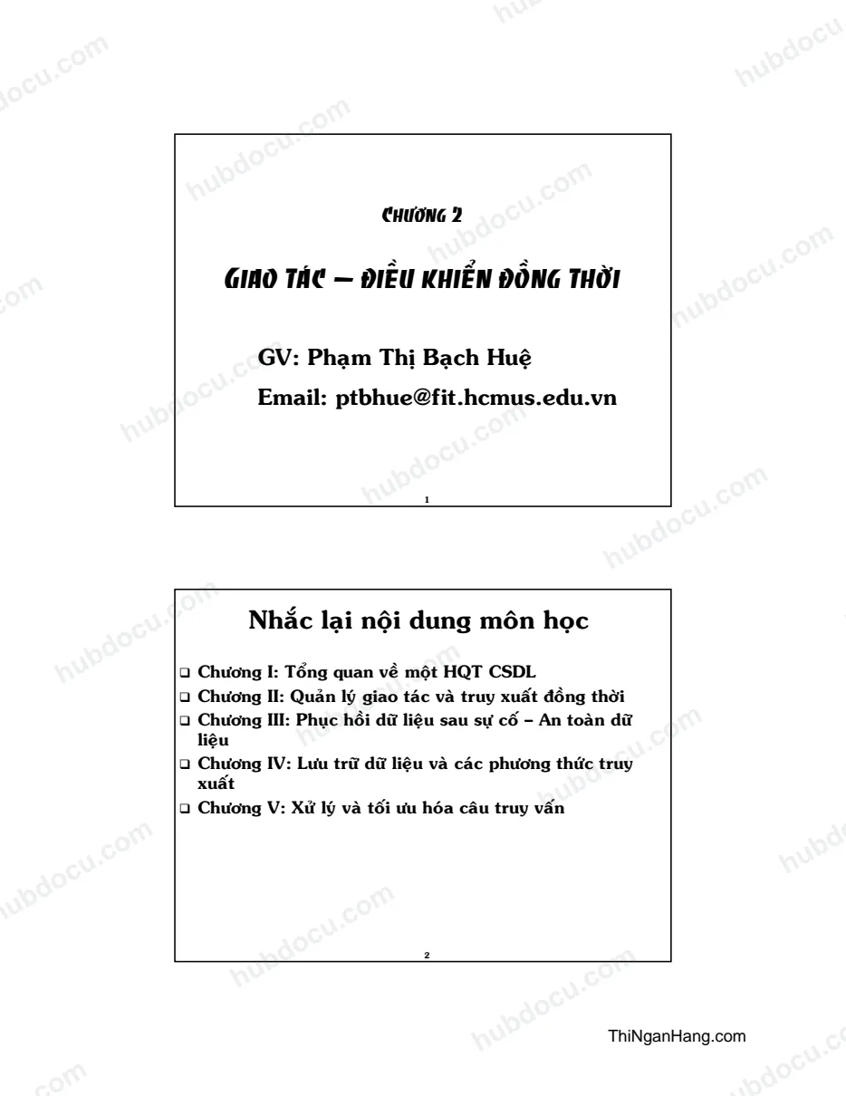 Giao tác - Điều khiển đồng thời