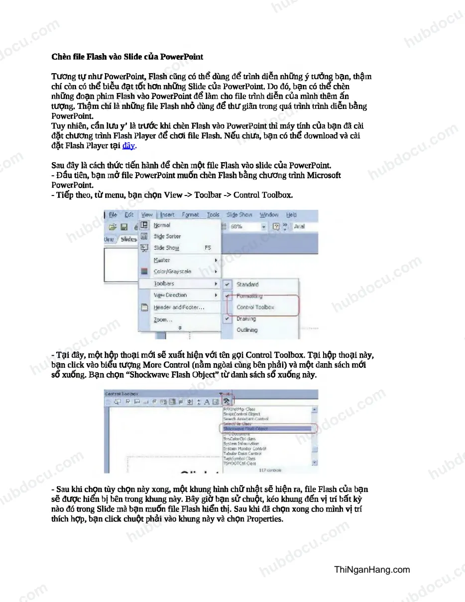 Chèn file Flash vào Slide của PowerPoint