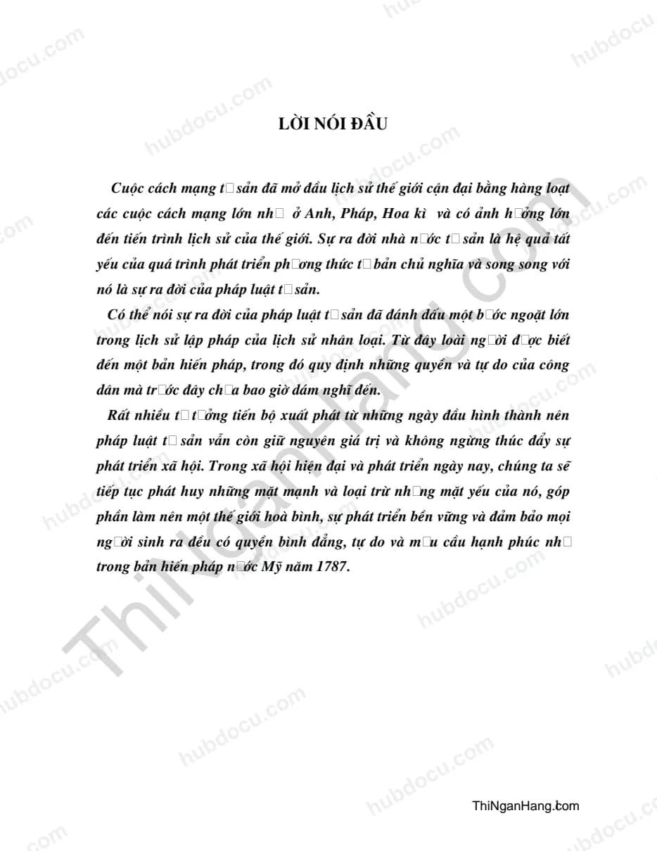 Tiểu luận - Lý luận chung về Pháp luật tư sản