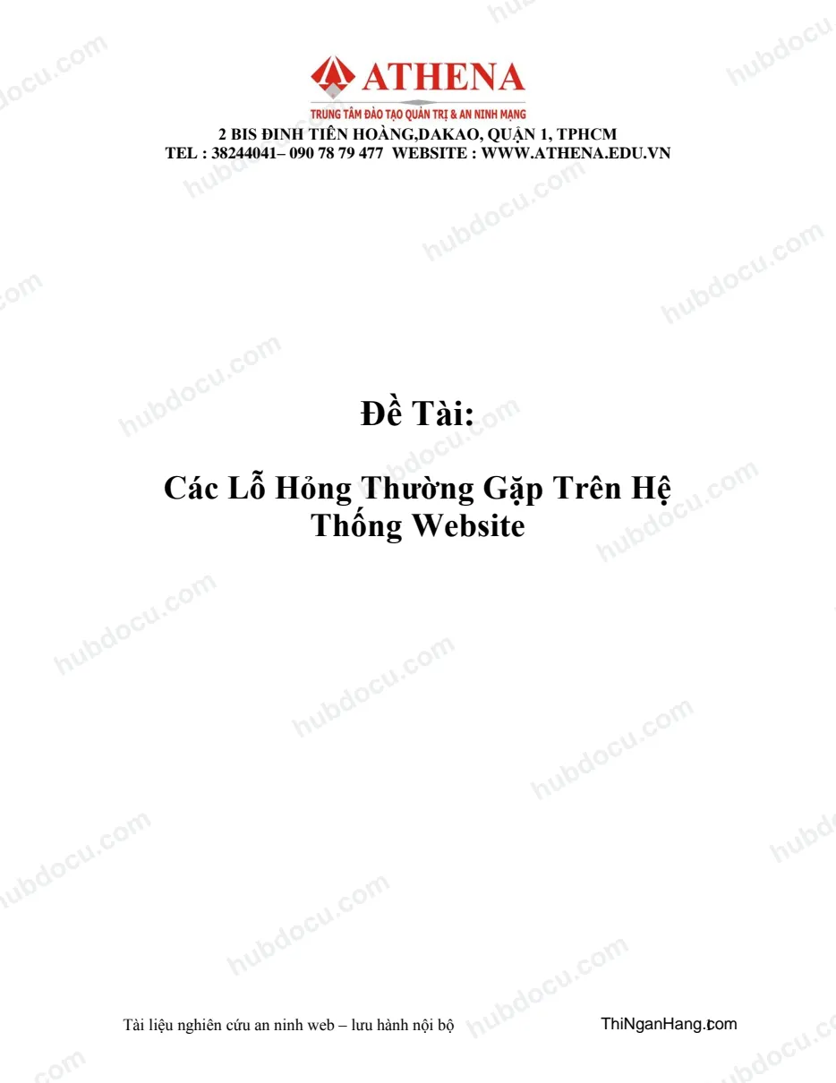Đề tài - Các lỗ hổng thường gặp trên Website