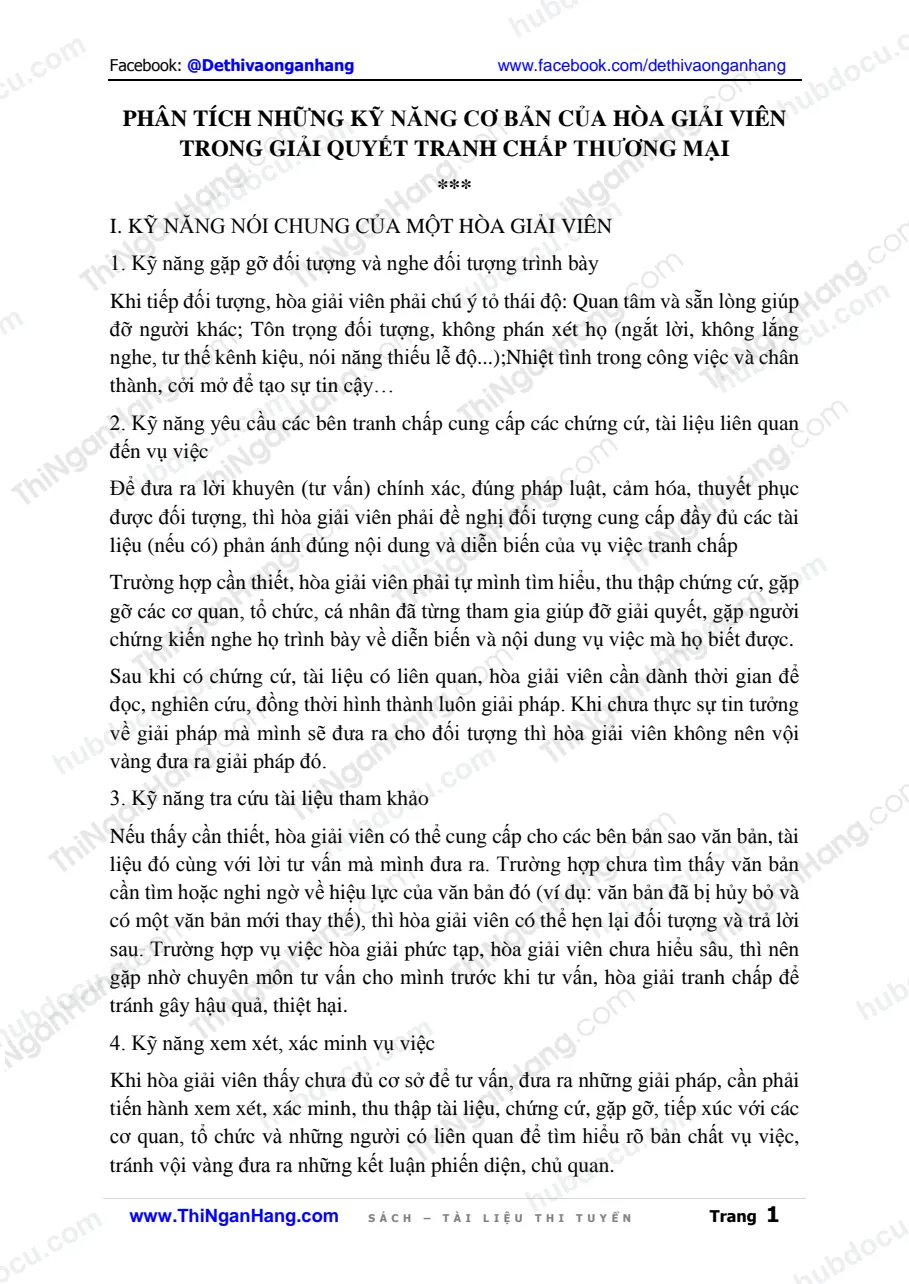 Phân tích những kỹ năng cơ bản của Hòa giải viên trong giải quyết tranh chấp thương mại