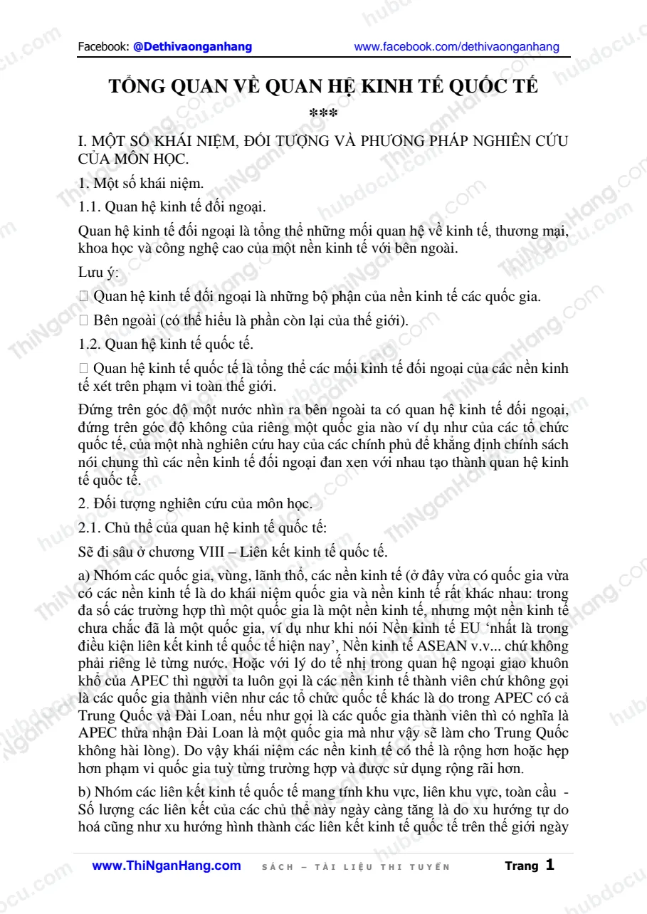 Tổng quan về Quan hệ Kinh tế quốc tế