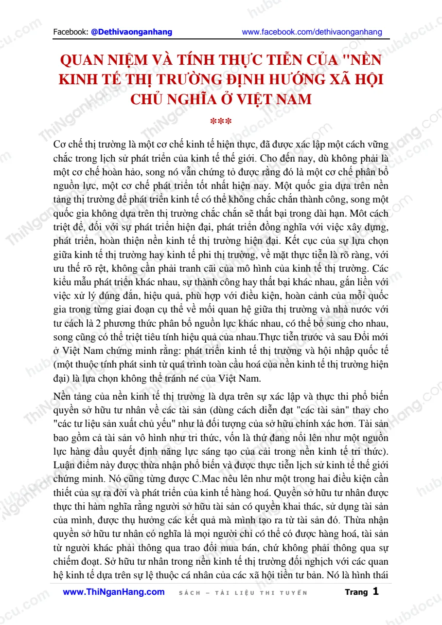Quan niệm và thực tiễn của Nền kinh tế thị trường định hướng xã hội chủ nghĩa ở Việt Nam