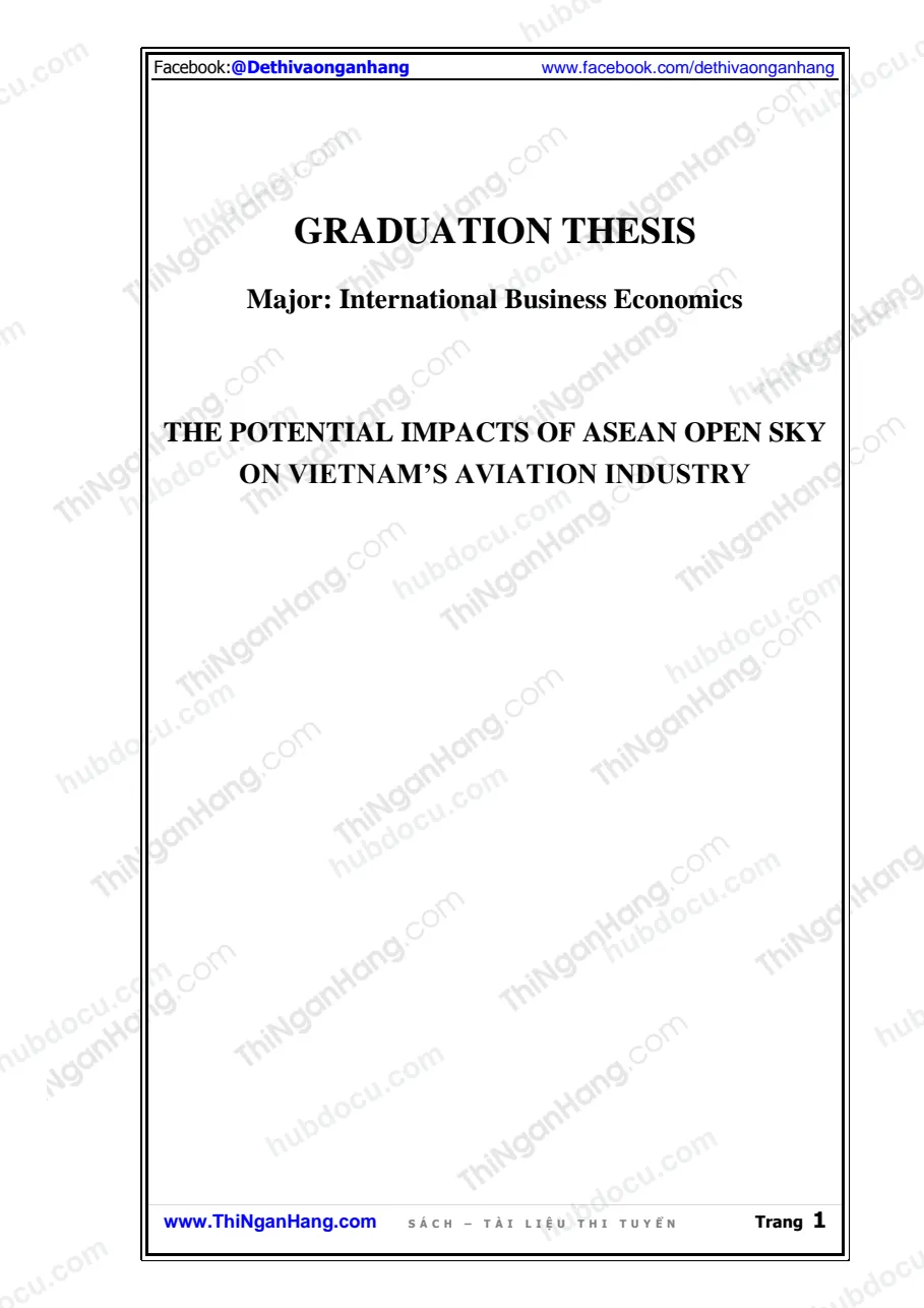 Khóa luận - The potential impacts of ASEAN Open Sky on Vietnam aviation industry