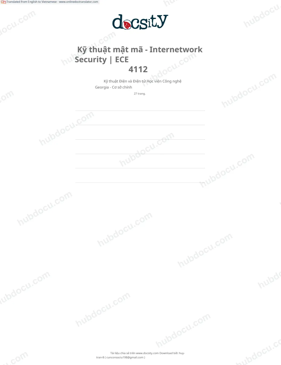 Kỹ thuật mật mã - Internetwork Security