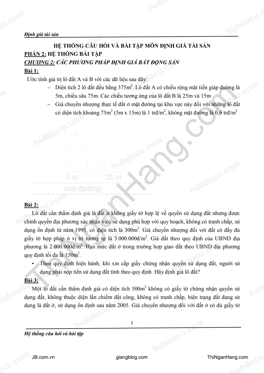 55 bài tập định giá (Đáp án ở trang cuối)