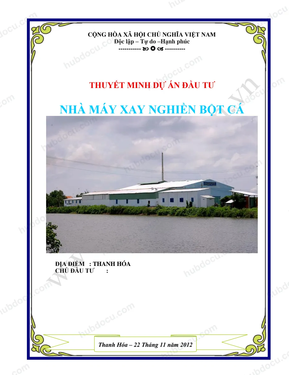 Dự án đầu tư - Nhà máy xay nghiền bột cá