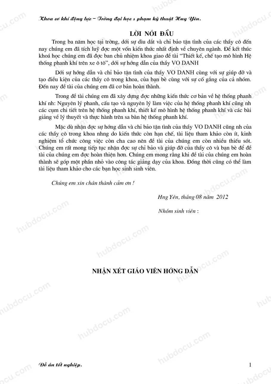 Đồ án hệ thống phanh khí nén