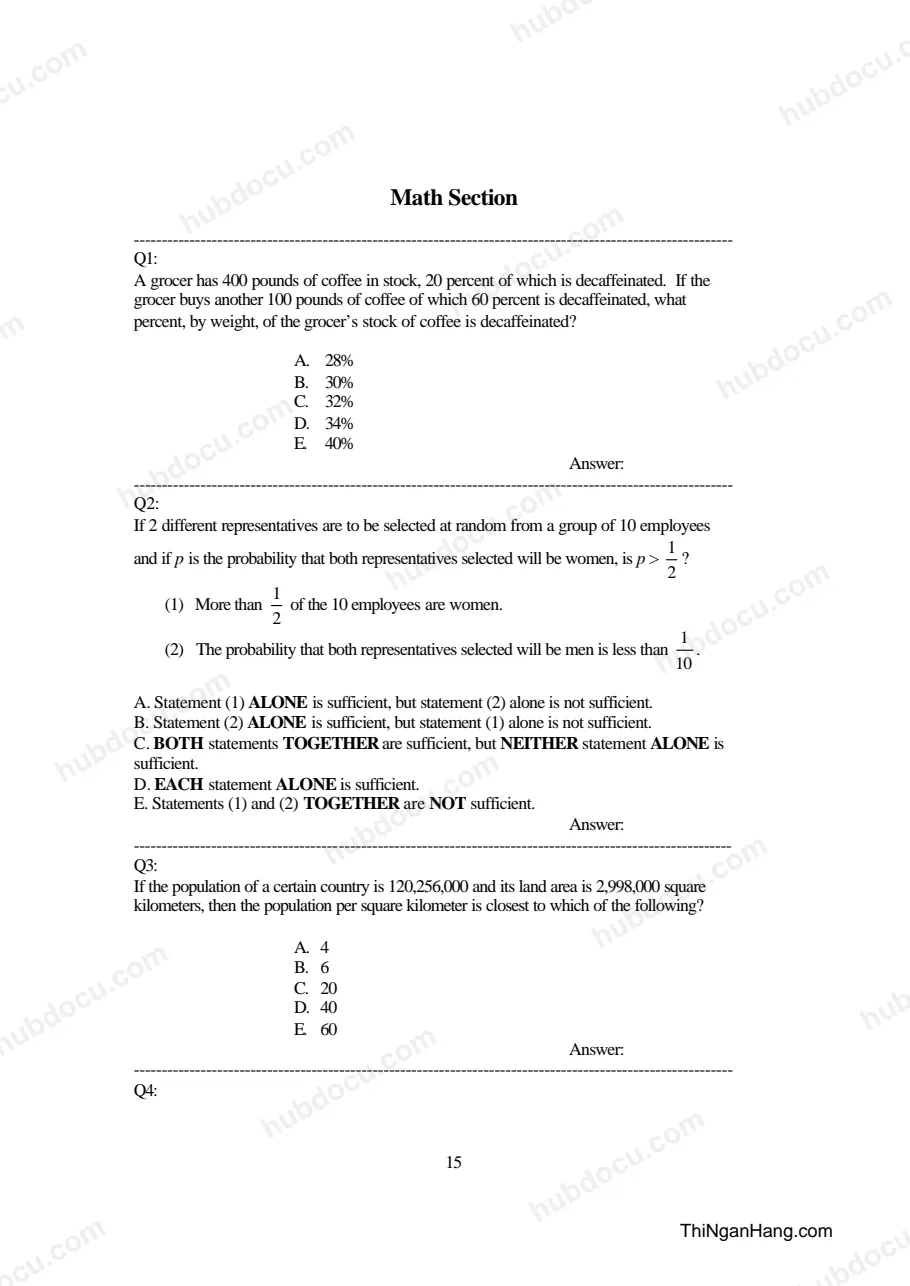GMAT - Math Section T13 (Ôn thi FPT)