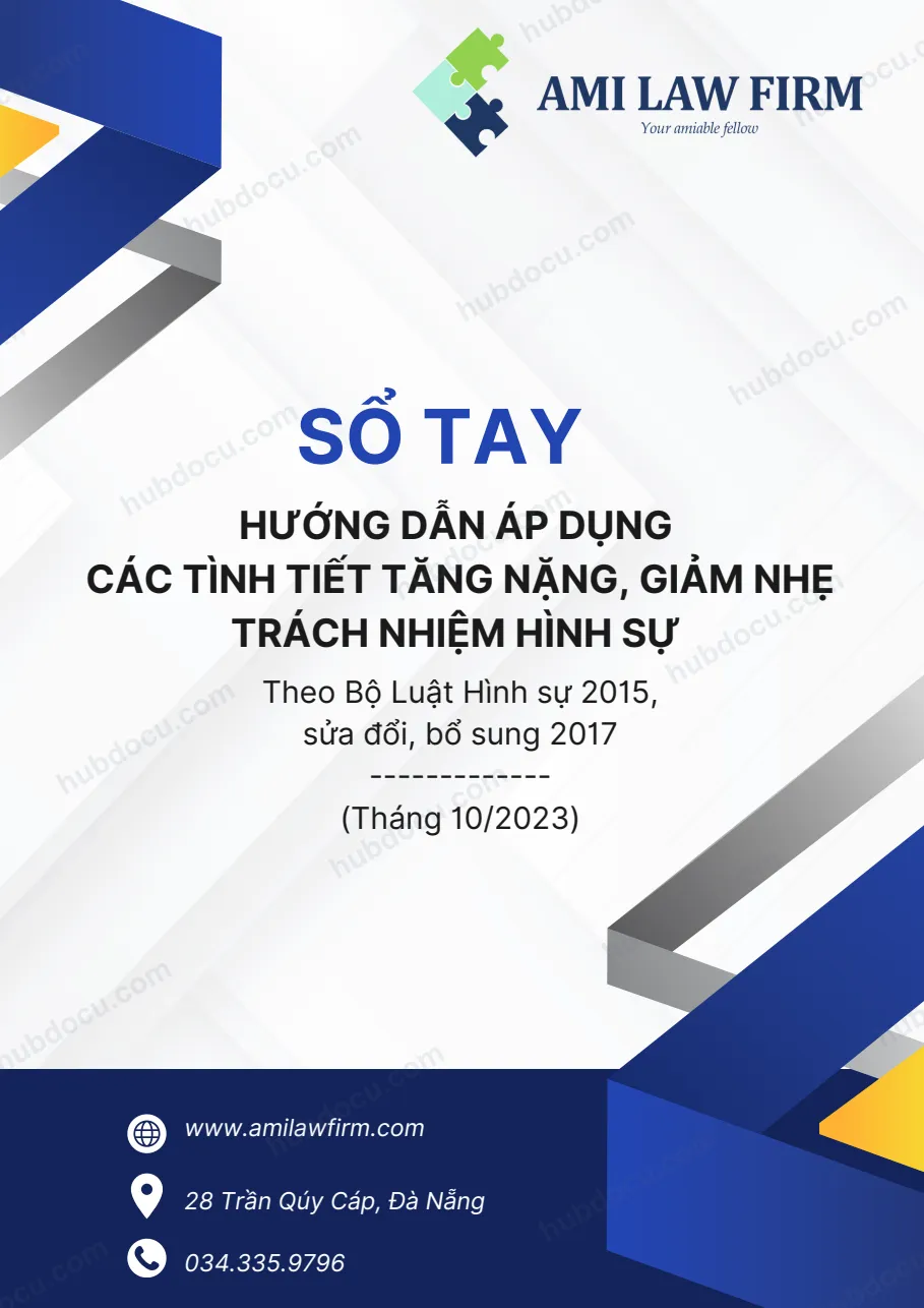 Sổ tay hướng dẫn áp dụng các tình tiết tăng nặng, giảm nhẹ trách nhiệm hình sự