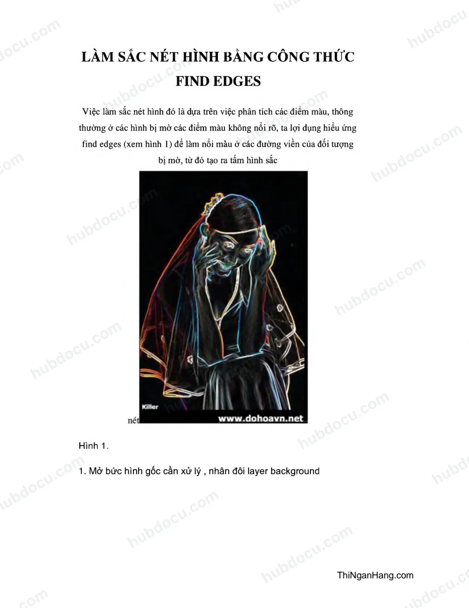 Làm sắc nét bằng công thức Find Edges