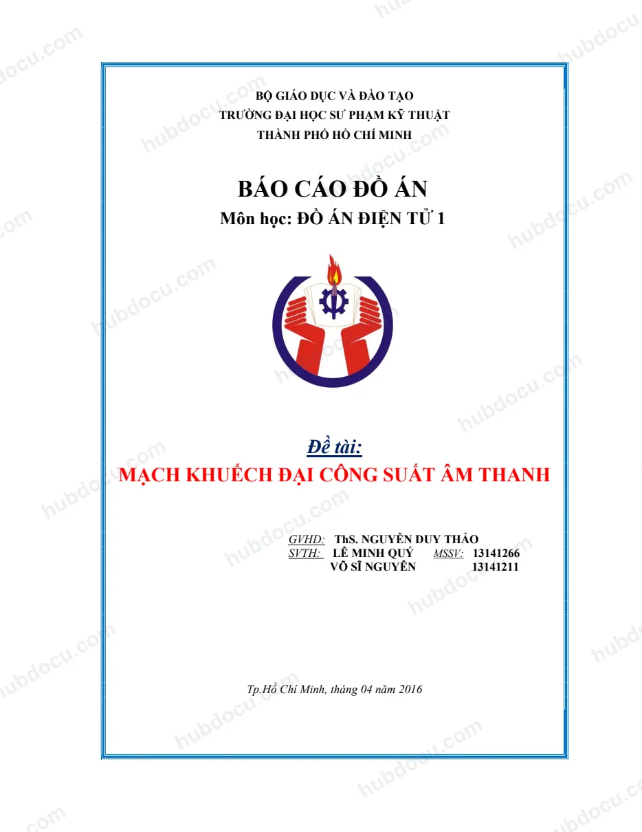 Mạch khuếch đại công suất âm thanh TDA2030A file word (kèm file proteus)