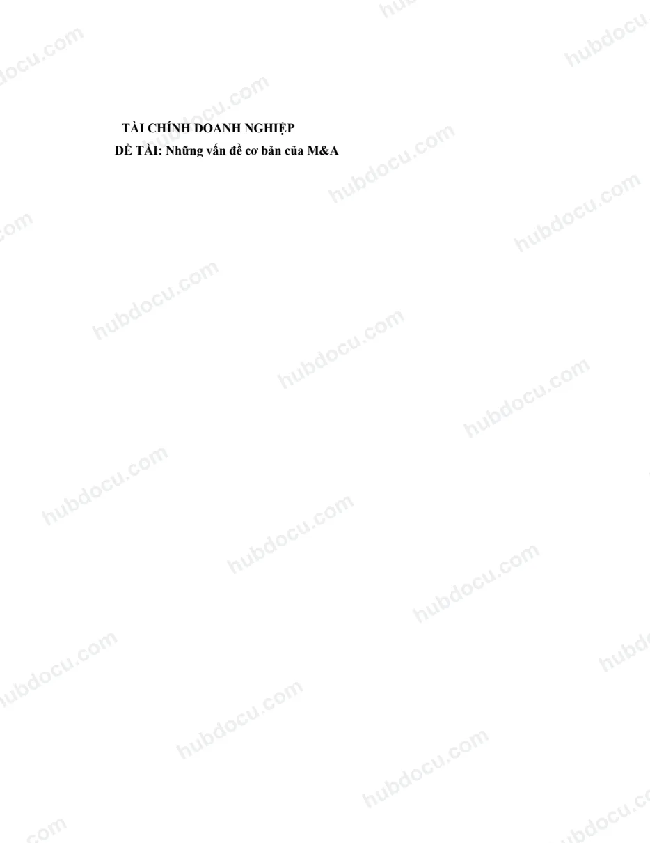 Tiểu luận - Những vấn đề cơ bản của M&A