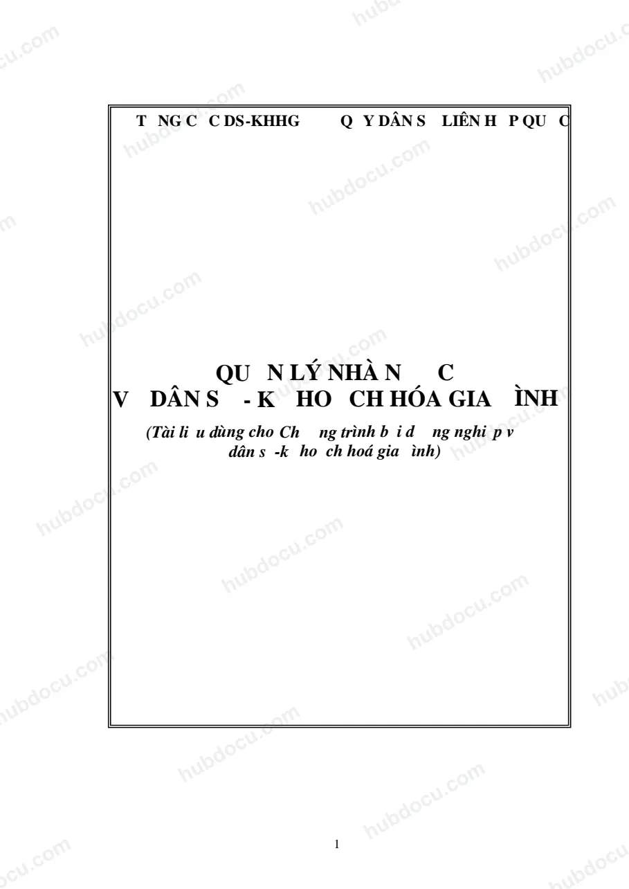 Quản Lý Nhà Nước Về Dân Số Và Kế Hoạch Hóa Gia Đình