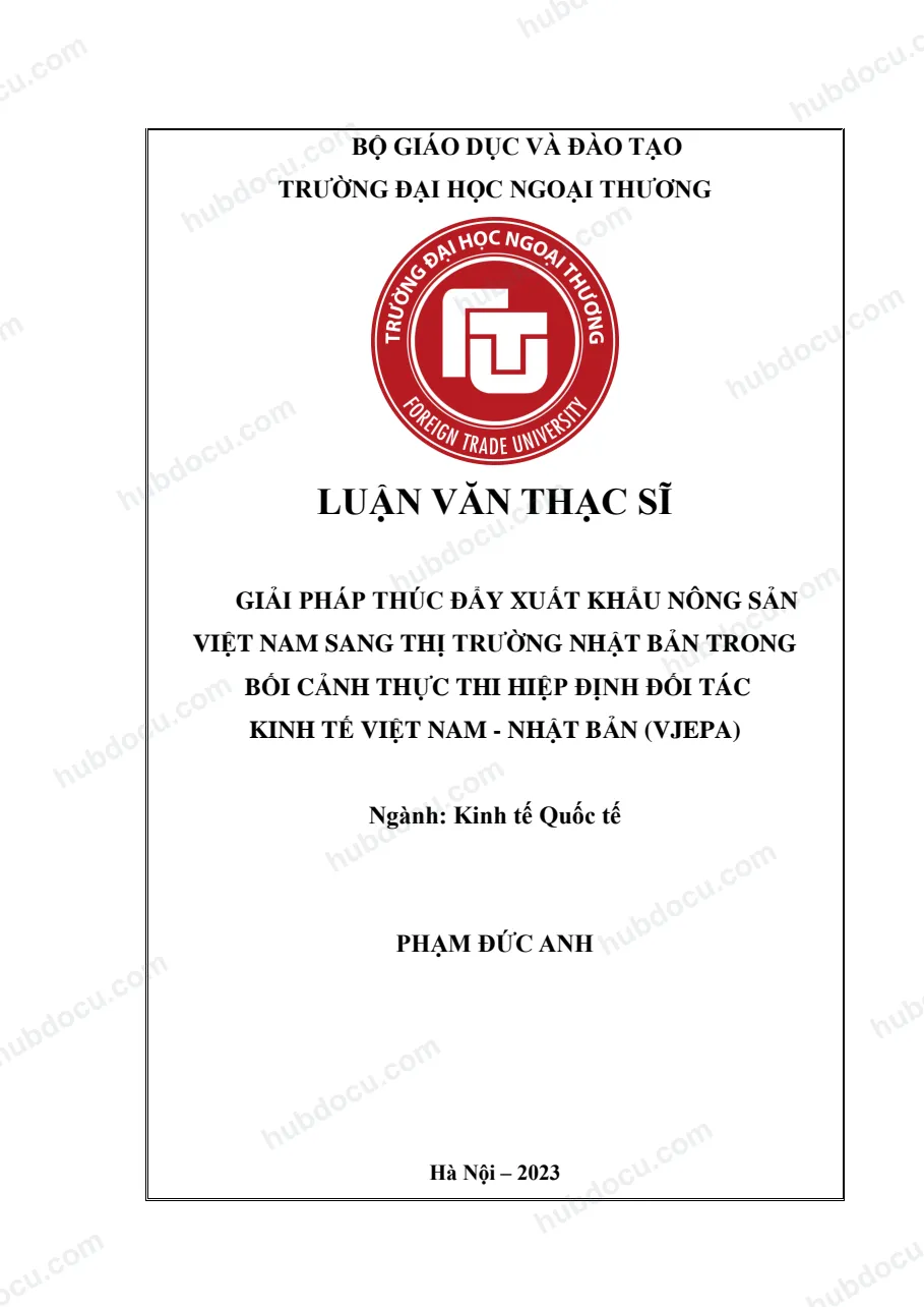 LVTS_Giải pháp thúc đẩy xuất khẩu nông sản VN sang thị trường Nhật Bản trong bối cảnh thực thi hiệp định VJEPA