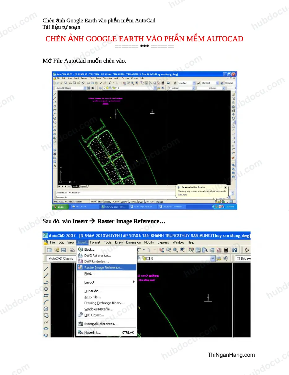 Chèn ảnh Google Earth vào Autocad