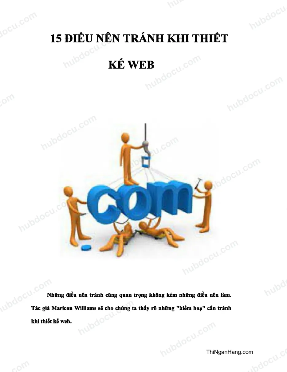 15 điều nên tránh khi thiết kế web