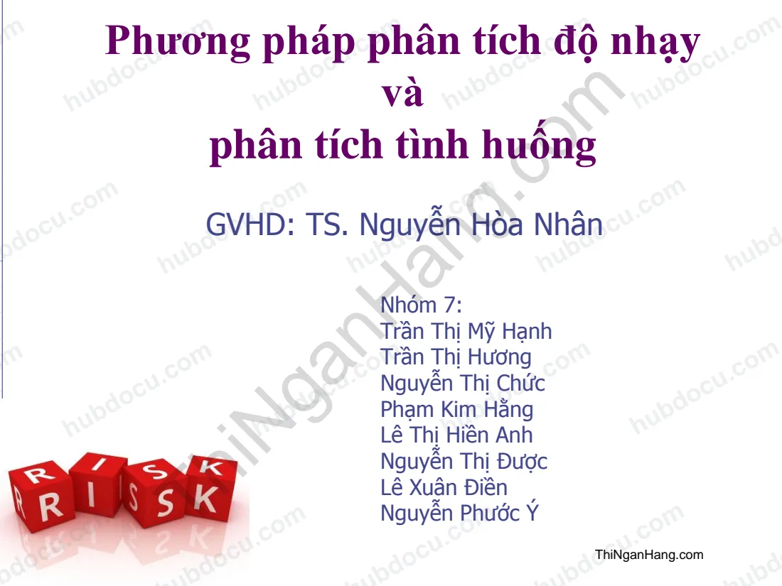 Phân tích độ nhạy và Phân tích tình huống (Bài giảng Phân tích rủi ro)
