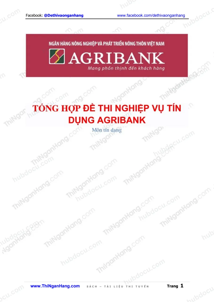 Tổng hợp đề thi nghiệp vụ Tín dụng vào Agribank 2015