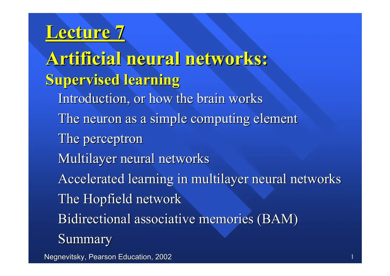 Artificial Neural Networks (Lecture 7) - Negnevitsky