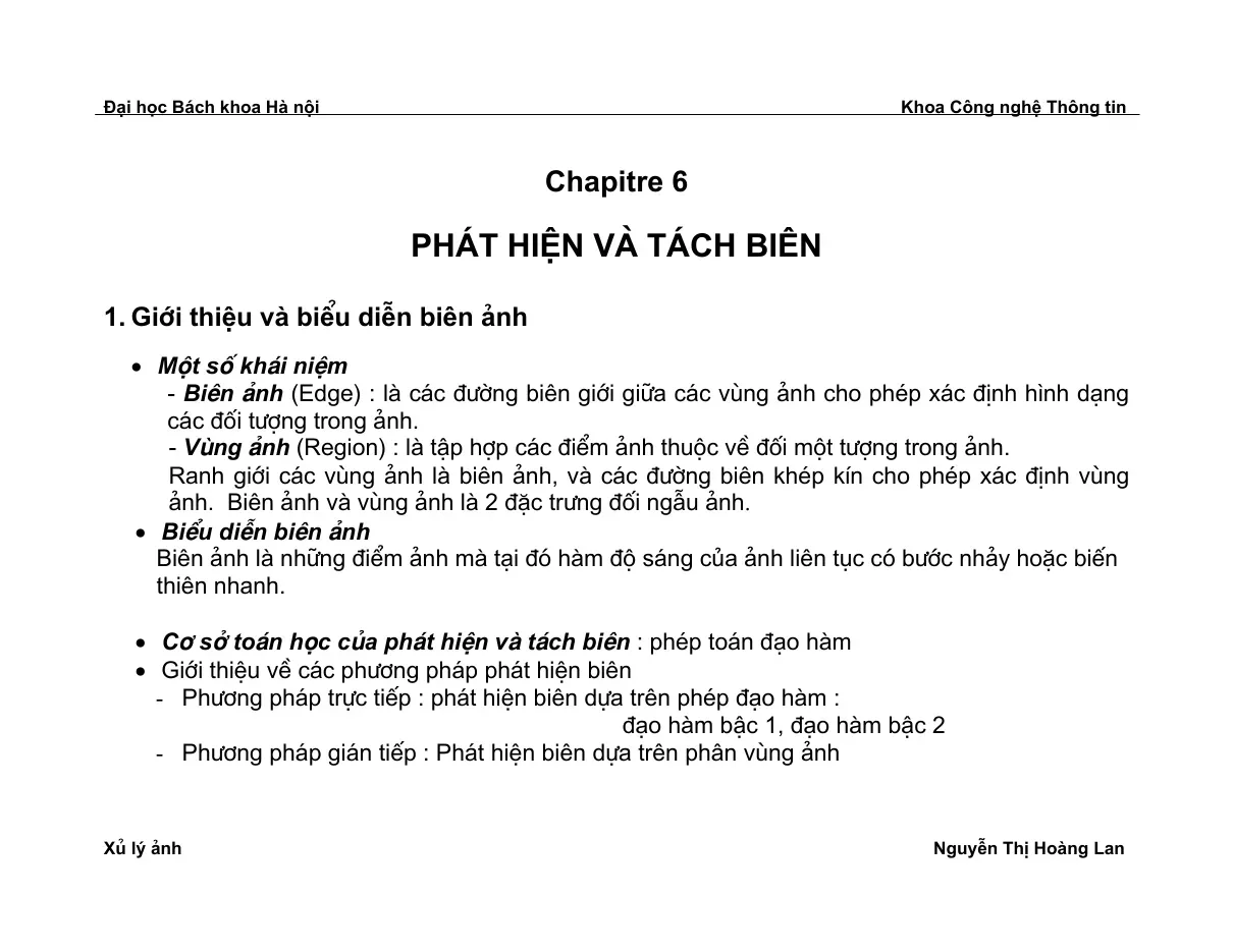 Phát hiện và tách biên (Chapitre 6) - Nguyễn Thị Hoàng Lan