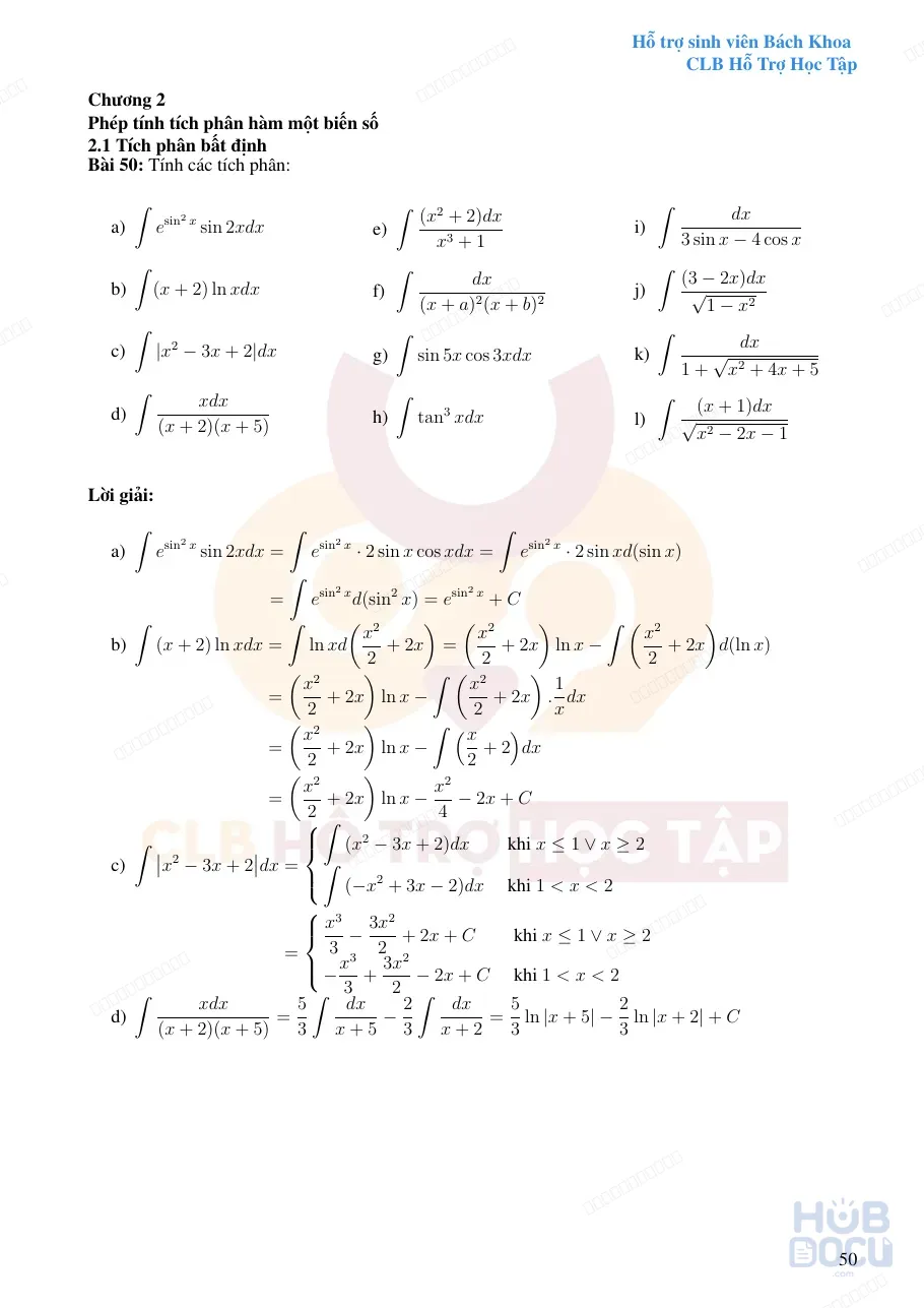 Giải Đề cương Giải tích 1 - Chương 2 (CLB HTHT)