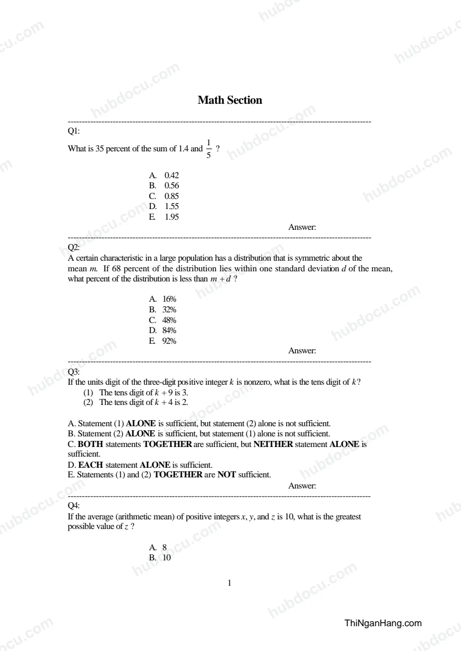 GMAT - Math Section T09 (Ôn thi FPT)