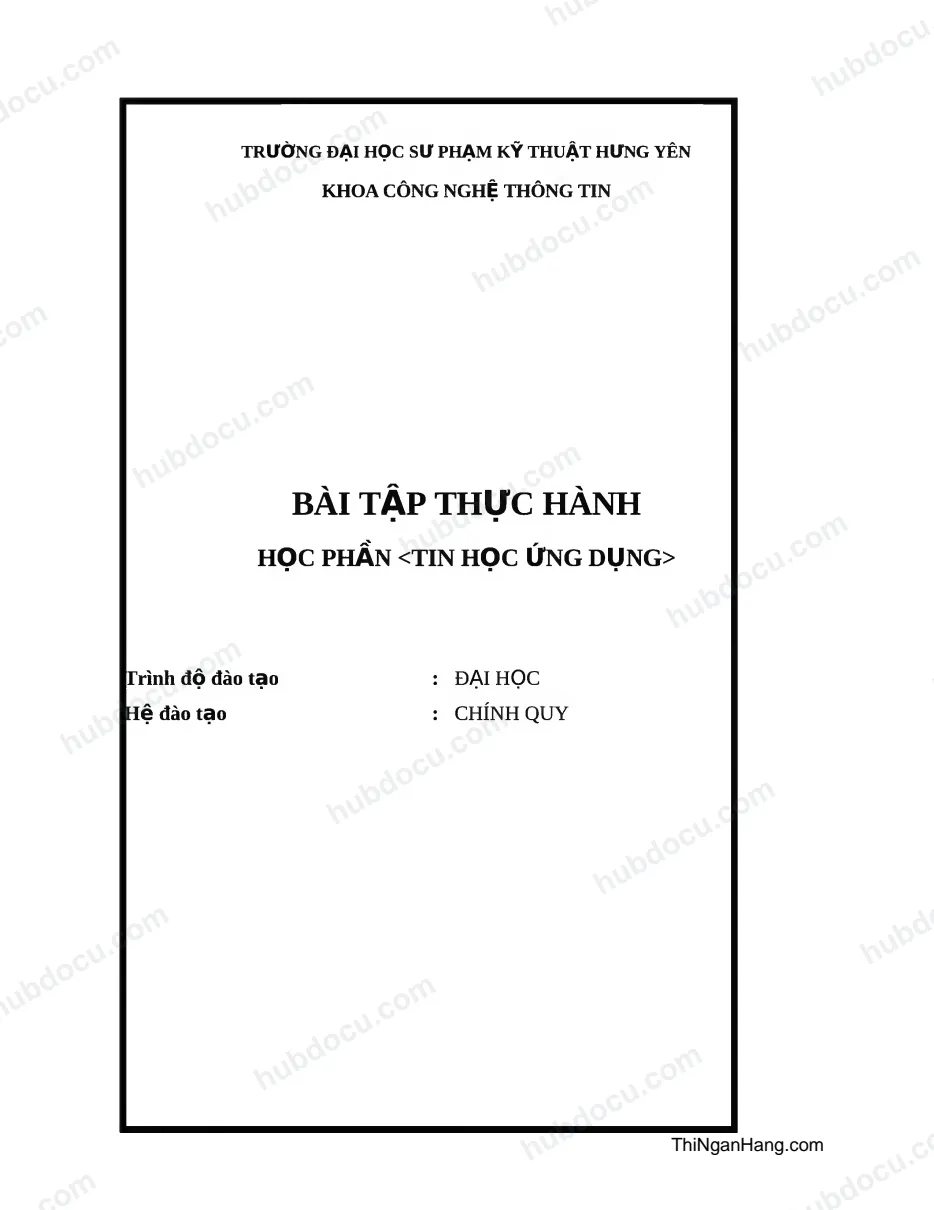 Bài tập thực hành về học phần tin học ứng dụng