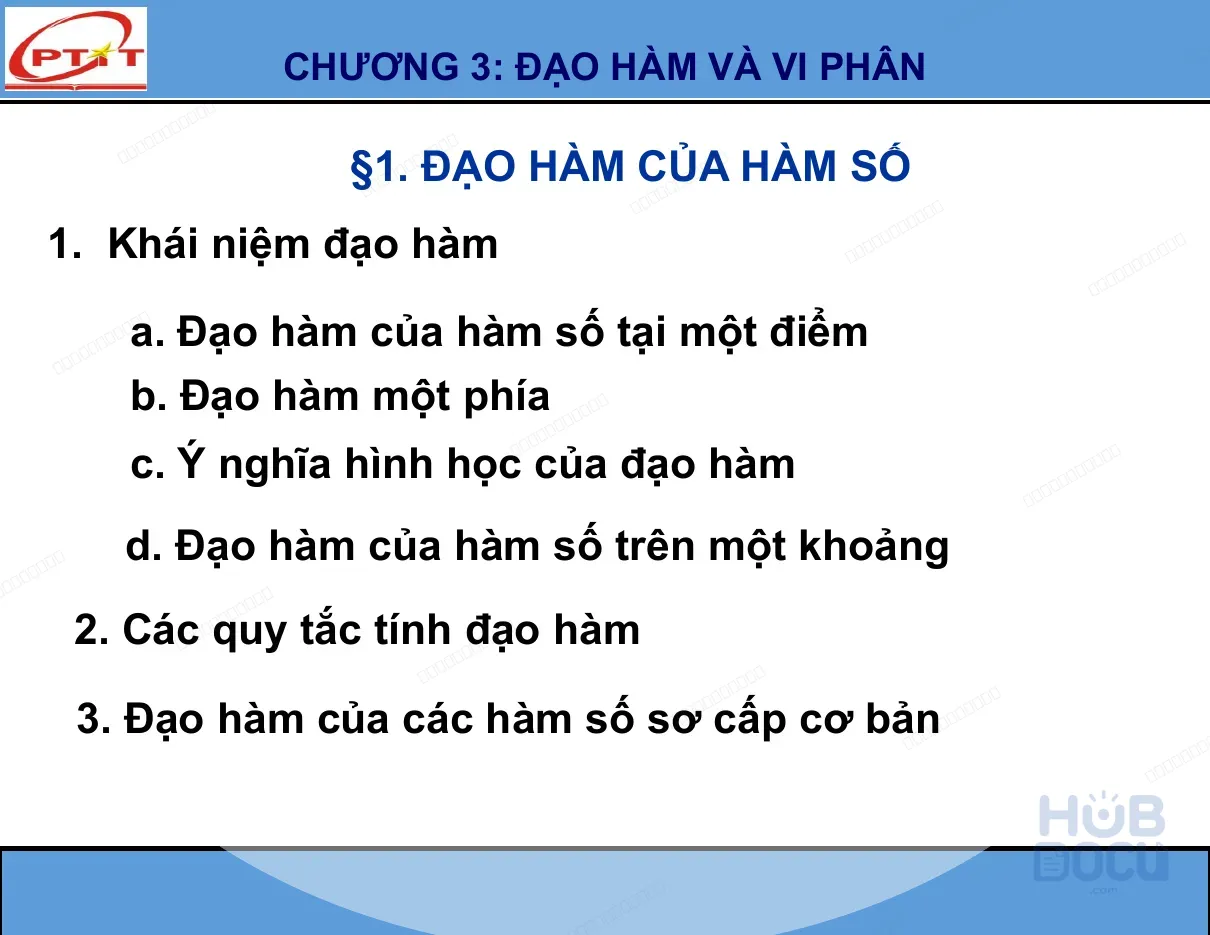 Giải tích 1 - Chương 3. Đạo hàm và Vi phân