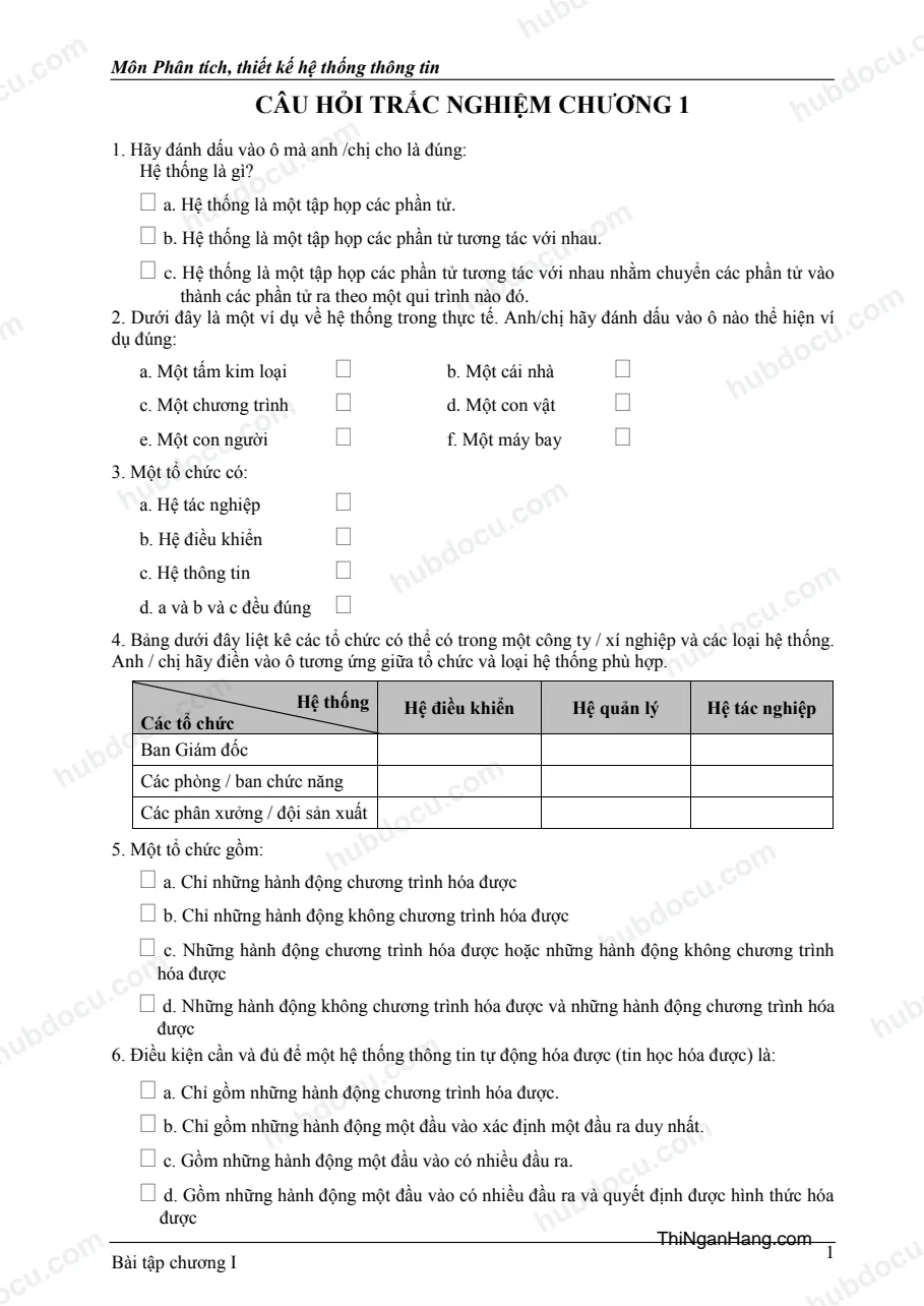 Bài tập môn Phân tích thiết kế hệ thống