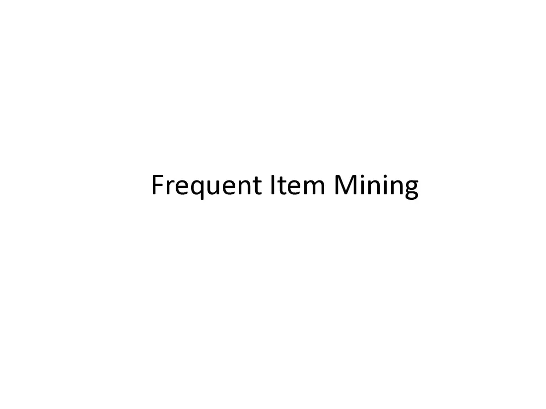 Frequent Patterns (Lecture 4) (Khai thác tập phổ biến)