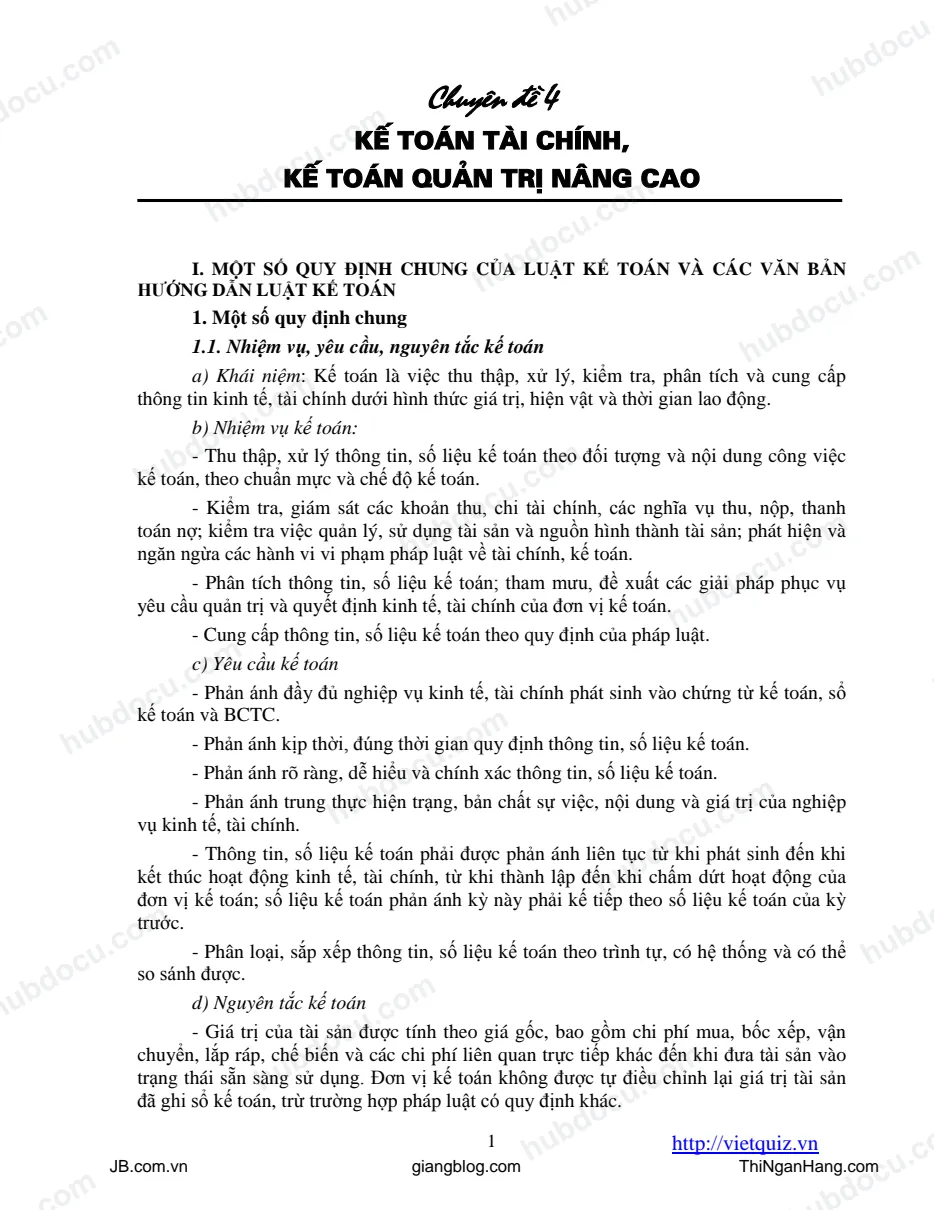 (Ôn thi CPA) Chuyên đề 4. Kế toán tài chính, quản trị nâng cao