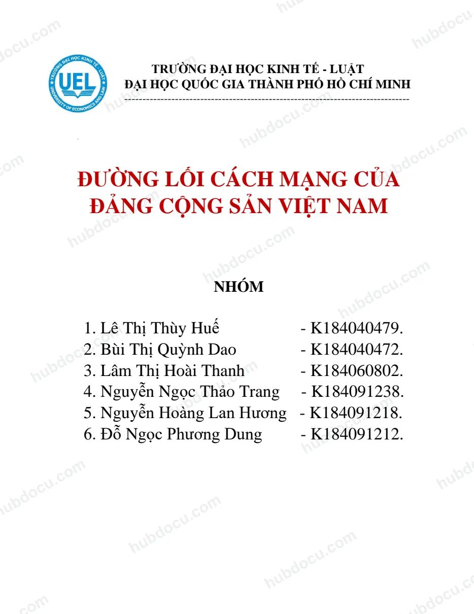 (Bài tập nhóm) Đường lối cách mạng của Đảng Cộng sản Việt Nam