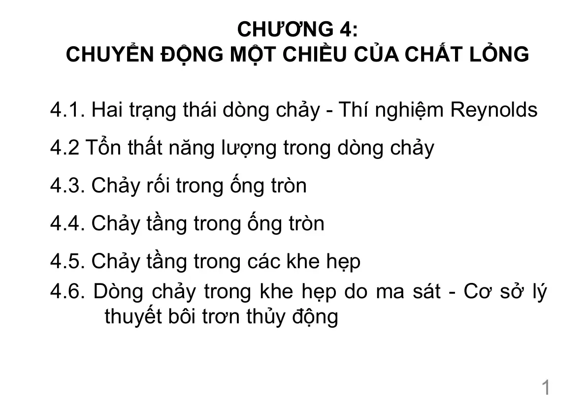 Chuyển động một chiều của chất lỏng (CHƯƠNG 4) - Osborne Reynolds