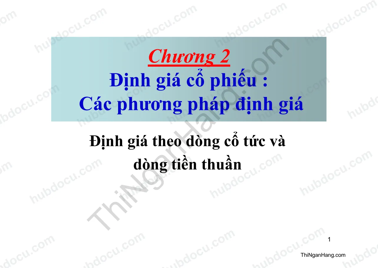 Chương 2. Các phương pháp định giá cổ phiếu
