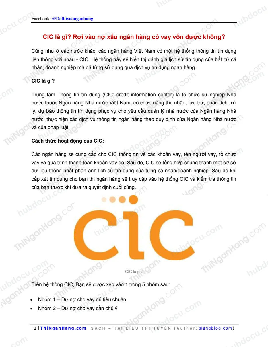 CIC là gì? Rơi vào nợ xấu ngân hàng có vay vốn được không?