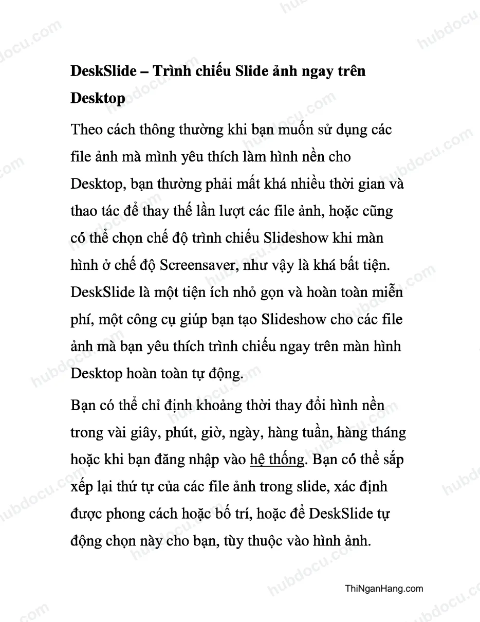 DeskSlide - Trình chiếu Slide ảnh ngay trên Desktop