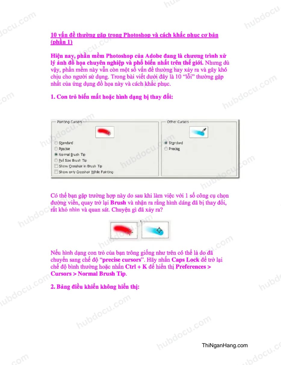 10 vấn đề thường gặp trong Photoshop và cách khắc phục cơ bản (phần 1)